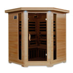 Tucson 4-Person Hemlock Corner Infrared Sauna with 10 Carbon Heaters
