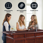 Ridgeline 60-in Hardwood Home Bar with Storage - Mahogany Finish - image 4