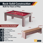 Newport 7-ft Pool Table Combo Set with Benches - Light Oak with Red Felt - image 3
