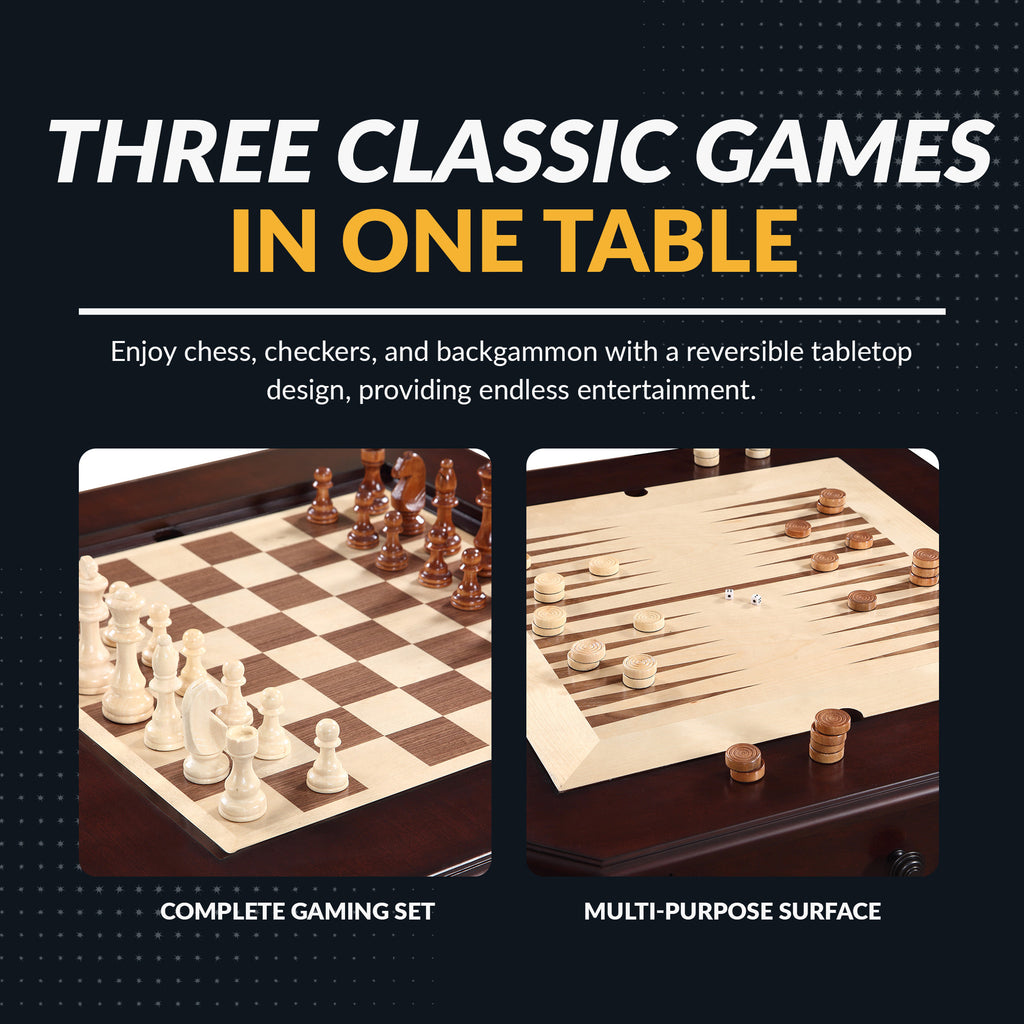 Fortress 28-in Chess 3-in-1 Pedestal Game Table Set with Chairs - image 3