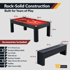 Park Avenue 7-ft Pool Table Combo Set with Benches - Black with Red Felt - image 3