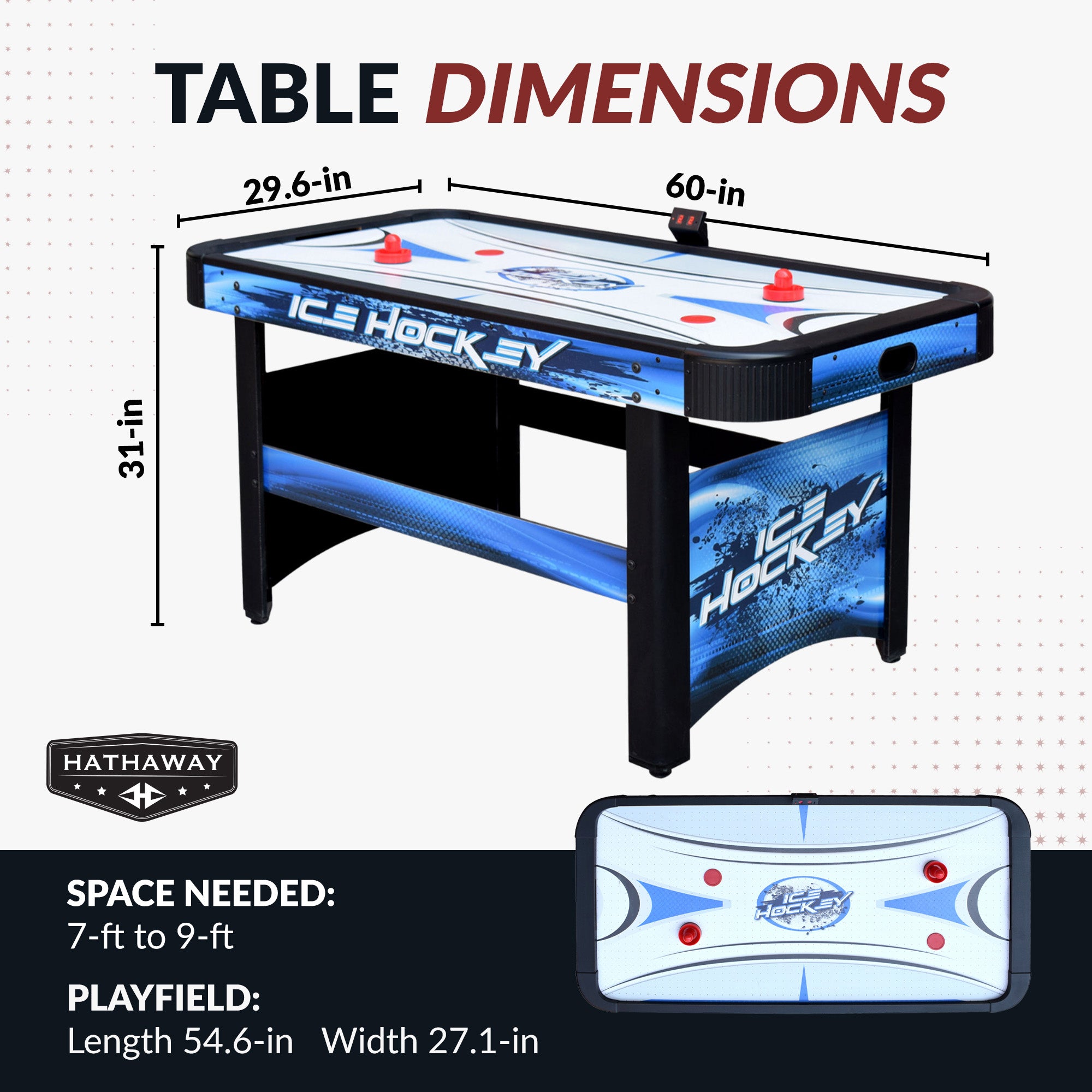 Face-Off 60-in Air Hockey Table with LED Scoring - image 2