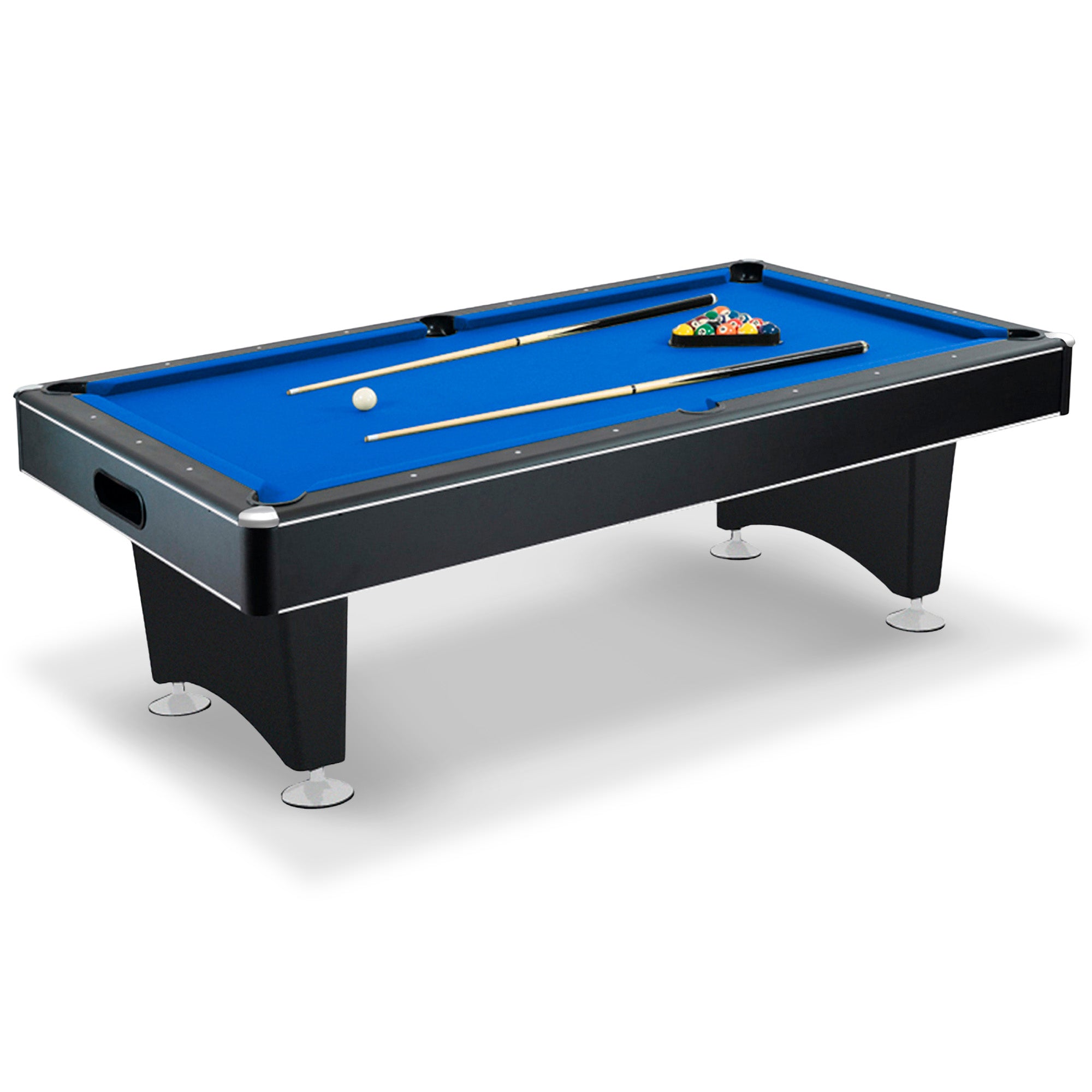Hustler 8-ft Pool Table with Ball Return - Black with Blue Felt