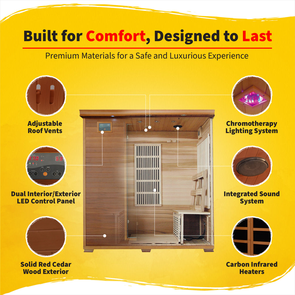 Klondike 4-Person Cedar Infrared Sauna with 9 Heaters - image 3