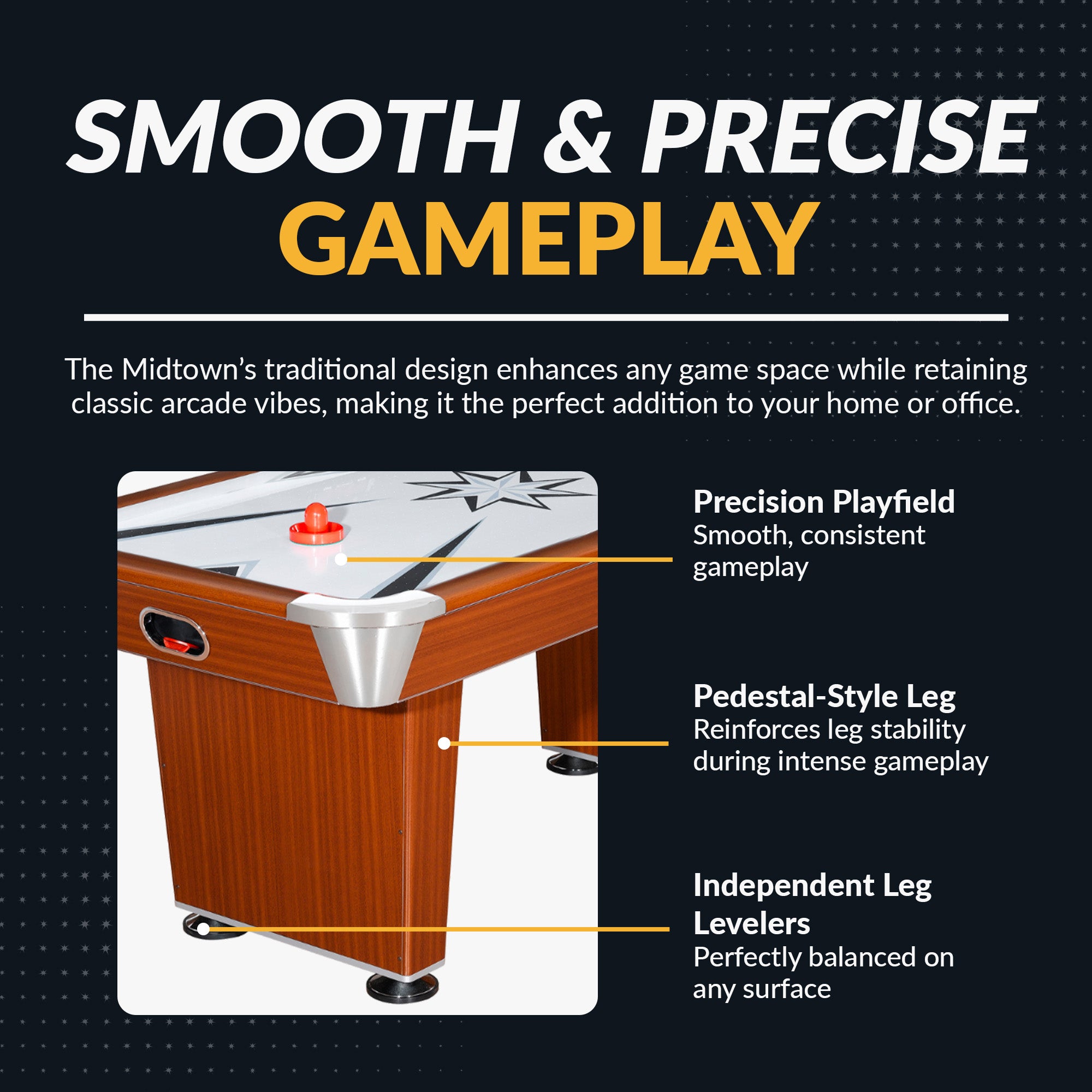 Midtown 72-in Air Hockey Table with LED Scoring - Cherry Finish - image 3