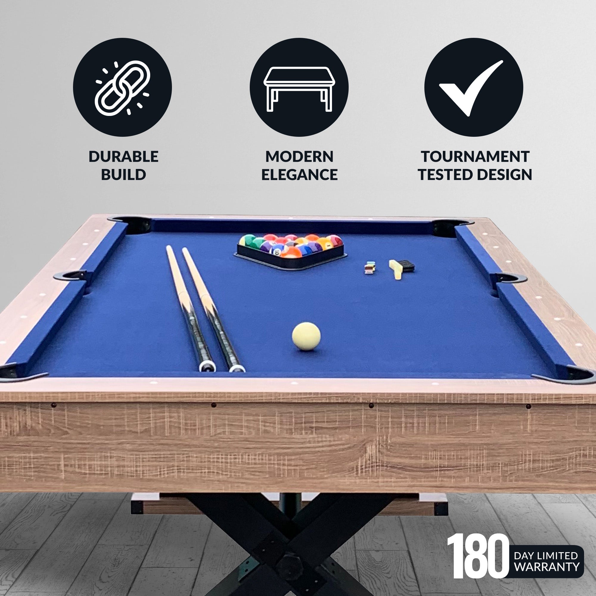 Excalibur 7-ft Pool Table - Driftwood Finish with Blue Felt - image 4