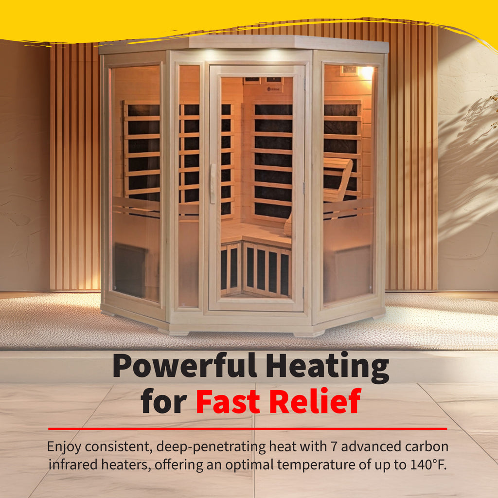 Sonoma 3-Person Hemlock Infrared Corner Sauna with 7 Carbon Heaters - image 6