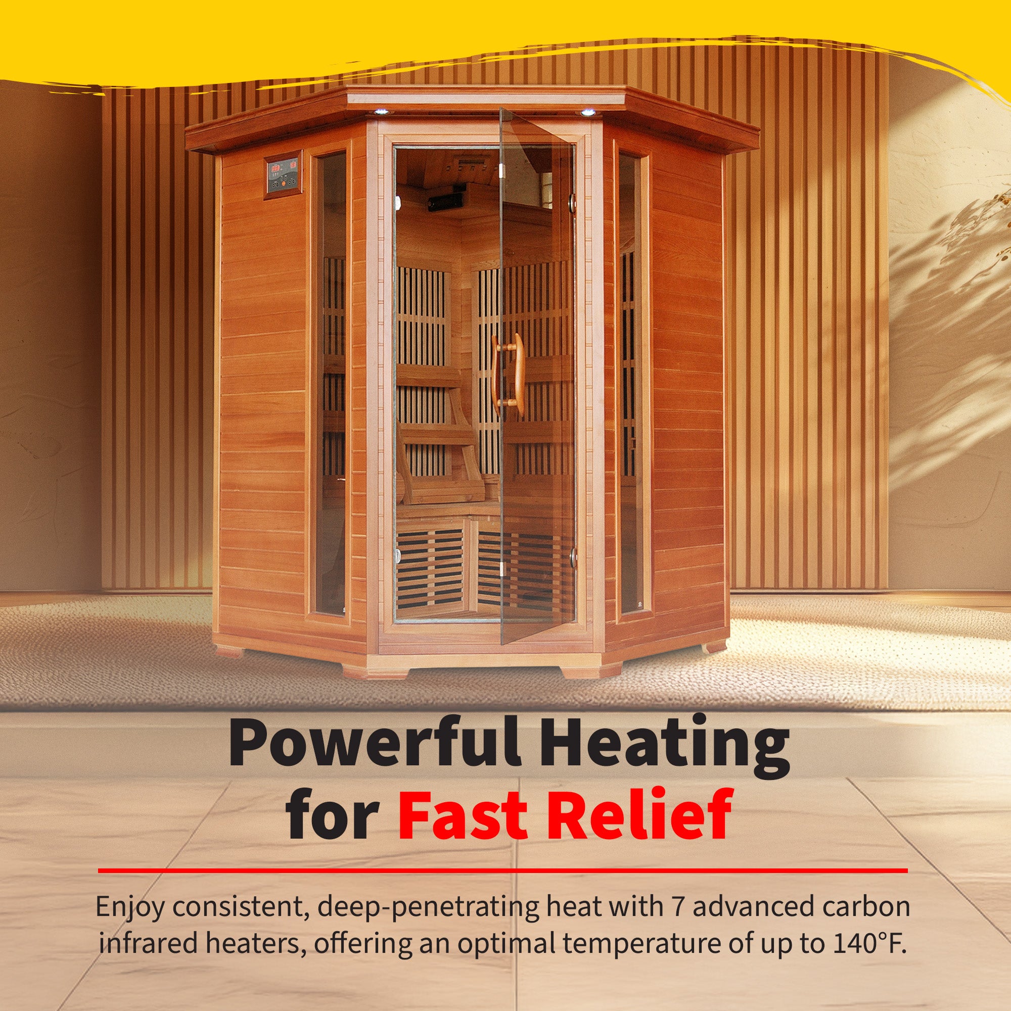 Hudson Bay 3-Person Cedar Corner Infrared Sauna with 7 Carbon Heaters - image 6