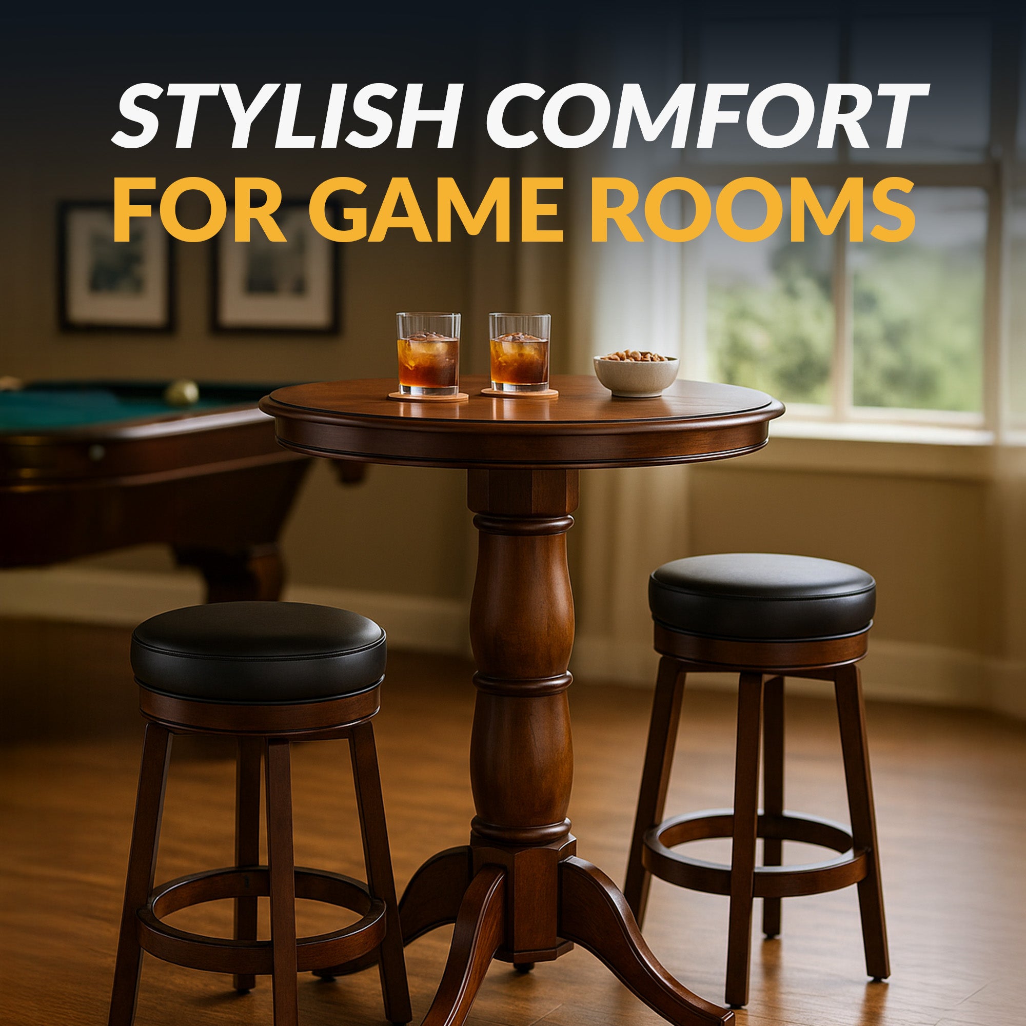 Oxford 3 Piece Hardwood Pub Table Set - Walnut Finish - image 6