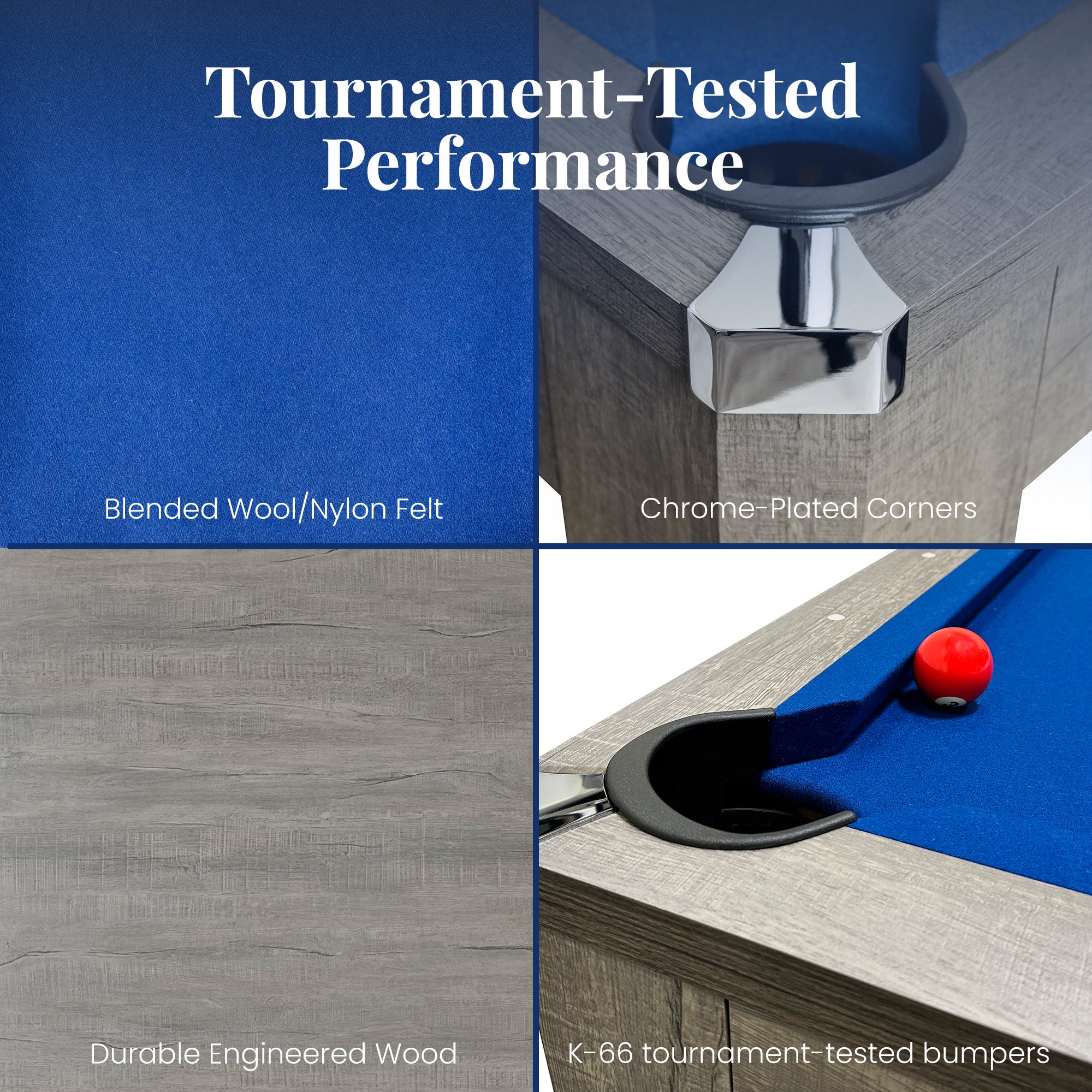 Newport 7-ft Pool Table Combo Set with Benches - Rustic Grey with Blue Felt - image 4