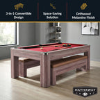 Newport 7-ft Pool Table Combo Set with Benches - Light Oak with Red Felt - image 2