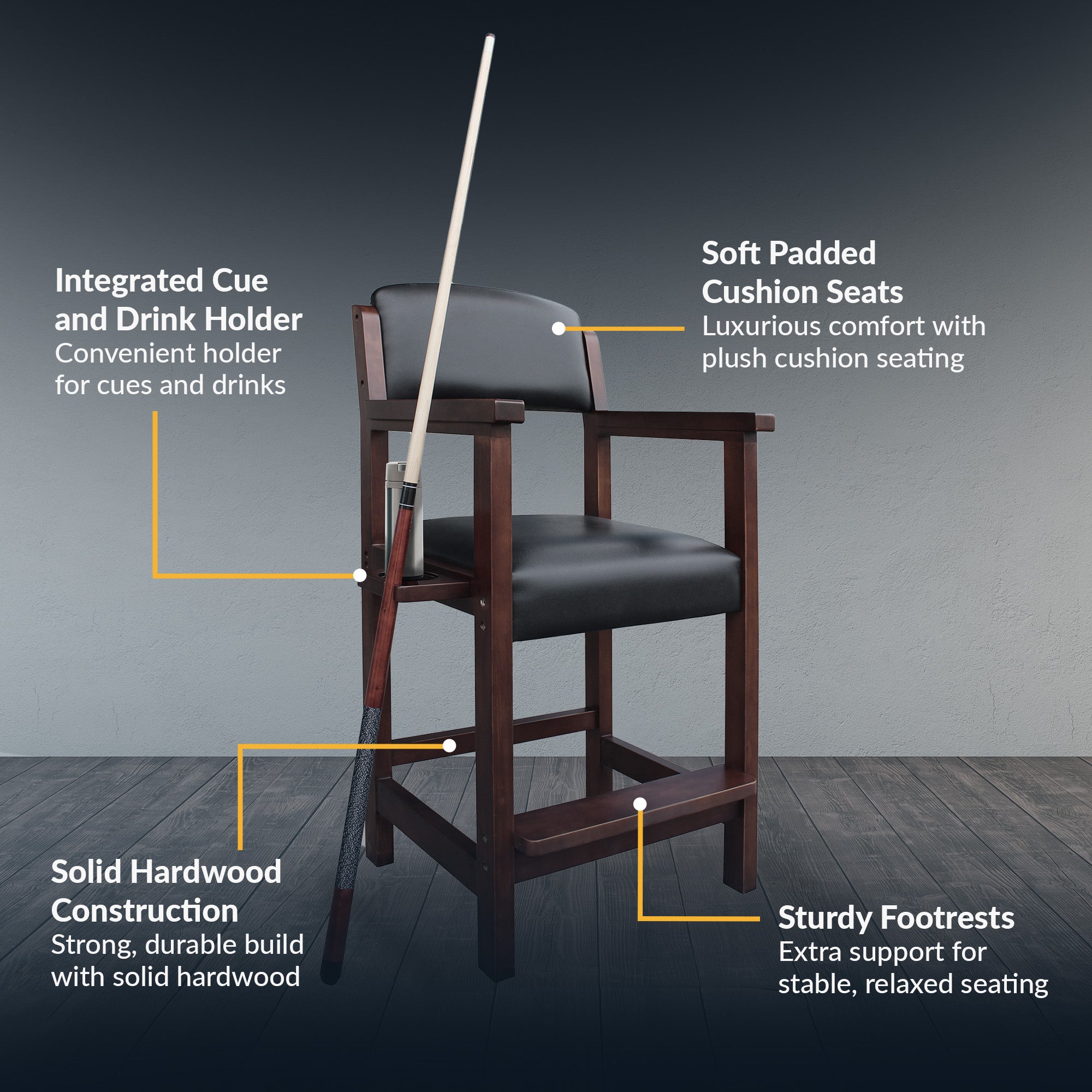Cambridge 30-in High Top Spectator Chair - Walnut Finish - image 3