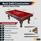 Augusta 8-ft Pool Table - Mahogany Finish with Red Felt - image 3
