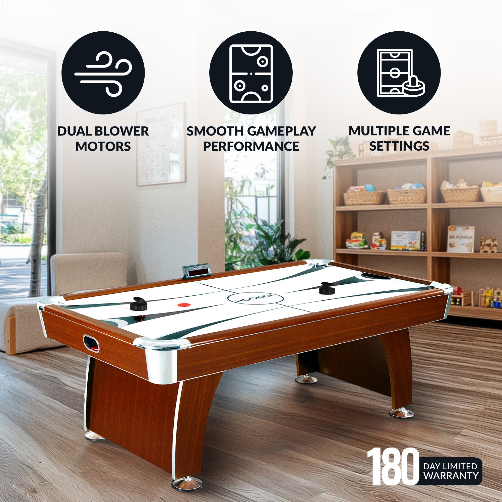 Brentwood 90-in Air Hockey Table with LED Scoring and Sound - image 4