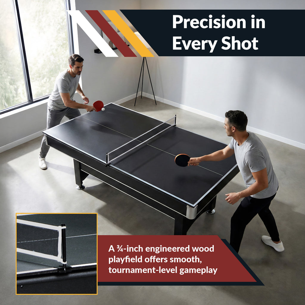 Spartan 6-ft Pool Table with Table Tennis Top - Black with Red Felt - image 5