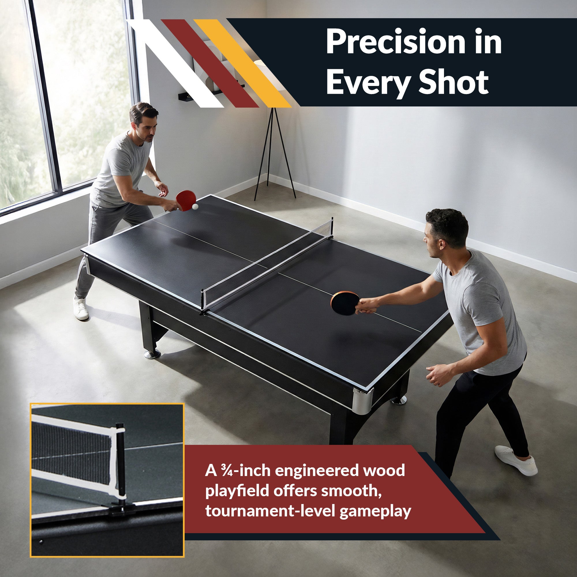 Spartan 6-ft Pool Table with Table Tennis Top - Black with Red Felt - image 5