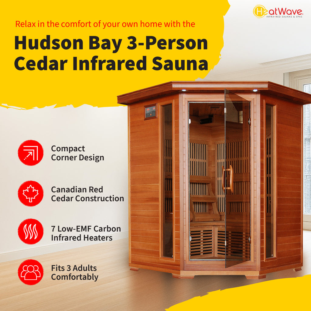 Hudson Bay 3-Person Cedar Corner Infrared Sauna with 7 Carbon Heaters - image 2