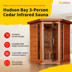 Hudson Bay 3-Person Cedar Corner Infrared Sauna with 7 Carbon Heaters - image 2