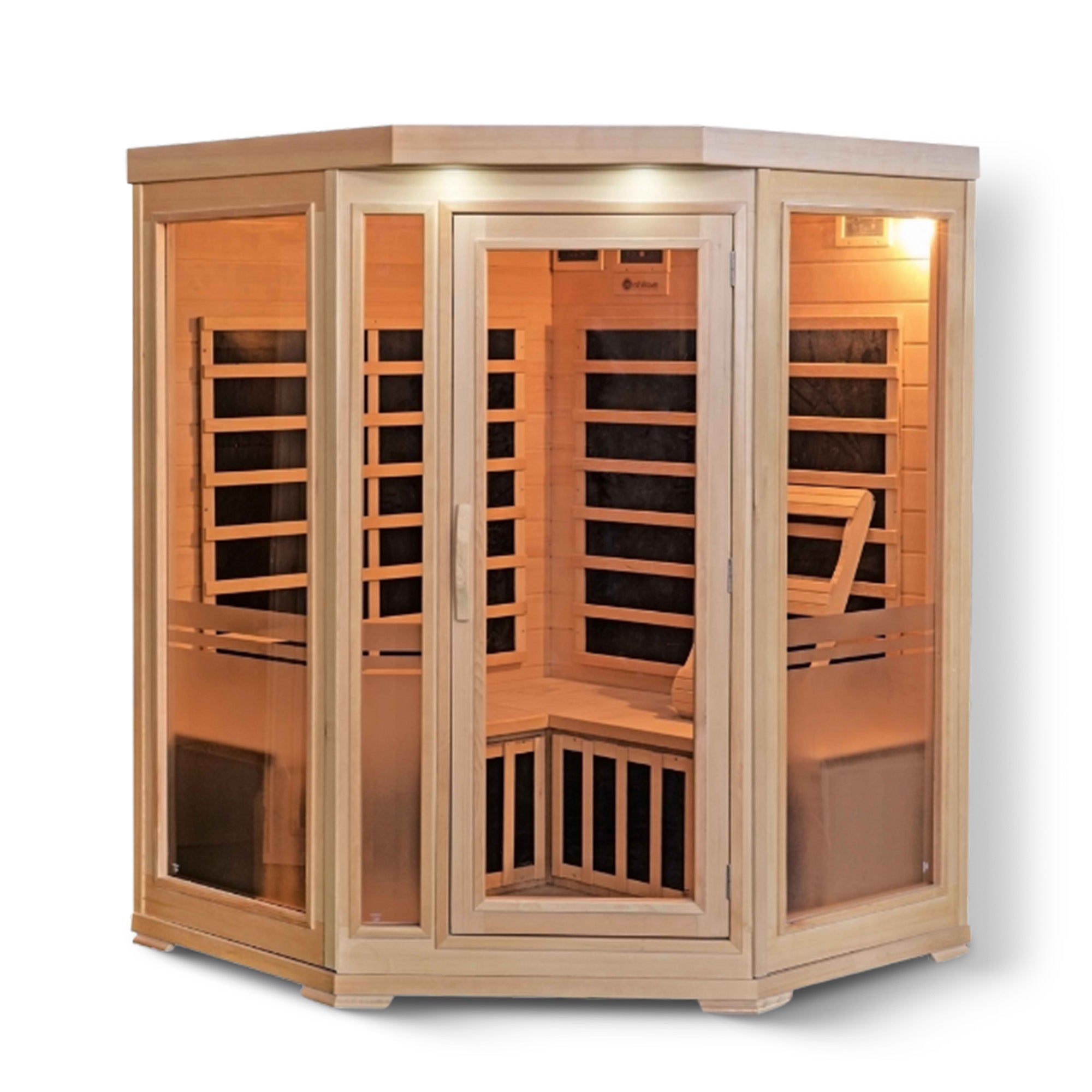 Sonoma 3-Person Hemlock Infrared Corner Sauna with 7 Carbon Heaters