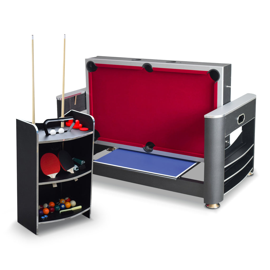 Triple Threat 6-ft Air Hockey 3-in-1 Rotating Multi-Game Table and Cabinet