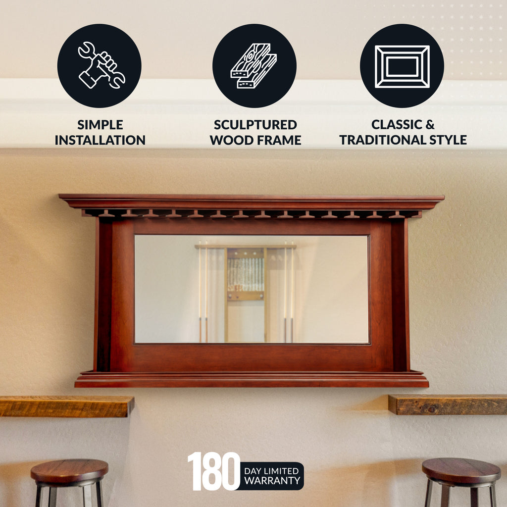 Seville 62-in Hardwood Back Bar Mirror - Mahogany Finish - image 4