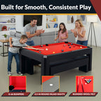 Park Avenue 7-ft Pool Table Combo Set with Benches - Black with Red Felt - image 4
