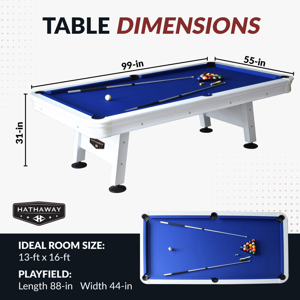 Alpine 8-ft Outdoor Pool Table - White with Blue Felt - image 2