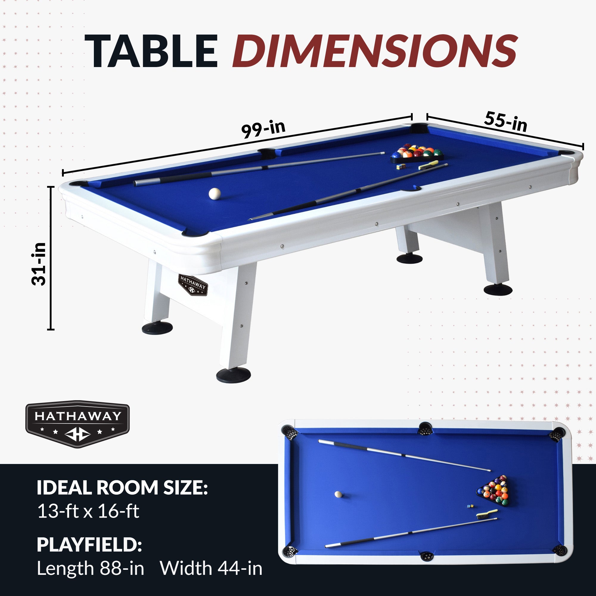 Alpine 8-ft Outdoor Pool Table - White with Blue Felt - image 2