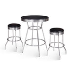 Remington 30-in Chrome Pub Table with Stools - 3 Piece Set - Black
