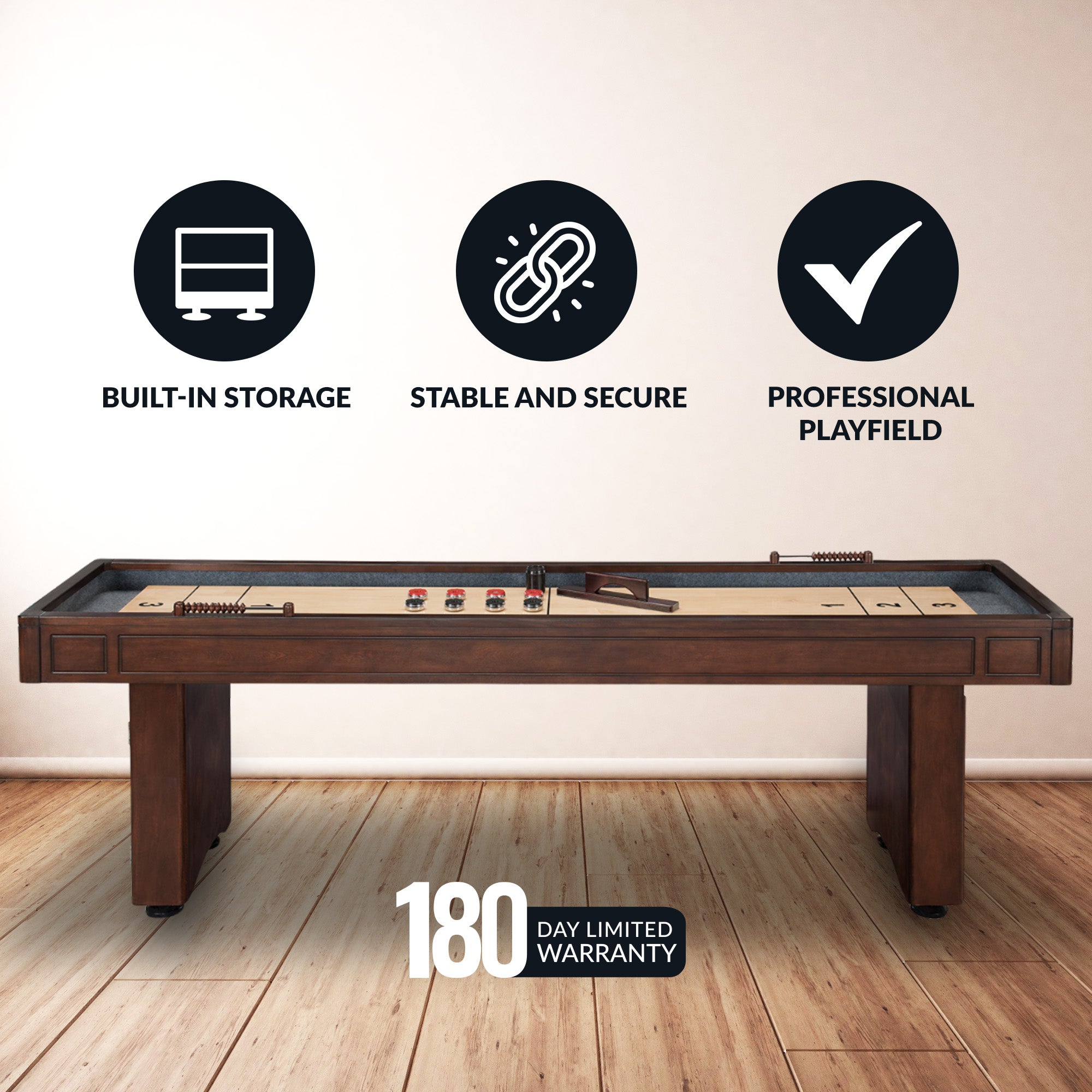 Austin 9-ft Shuffleboard Table with Bowling Pin Set - image 4