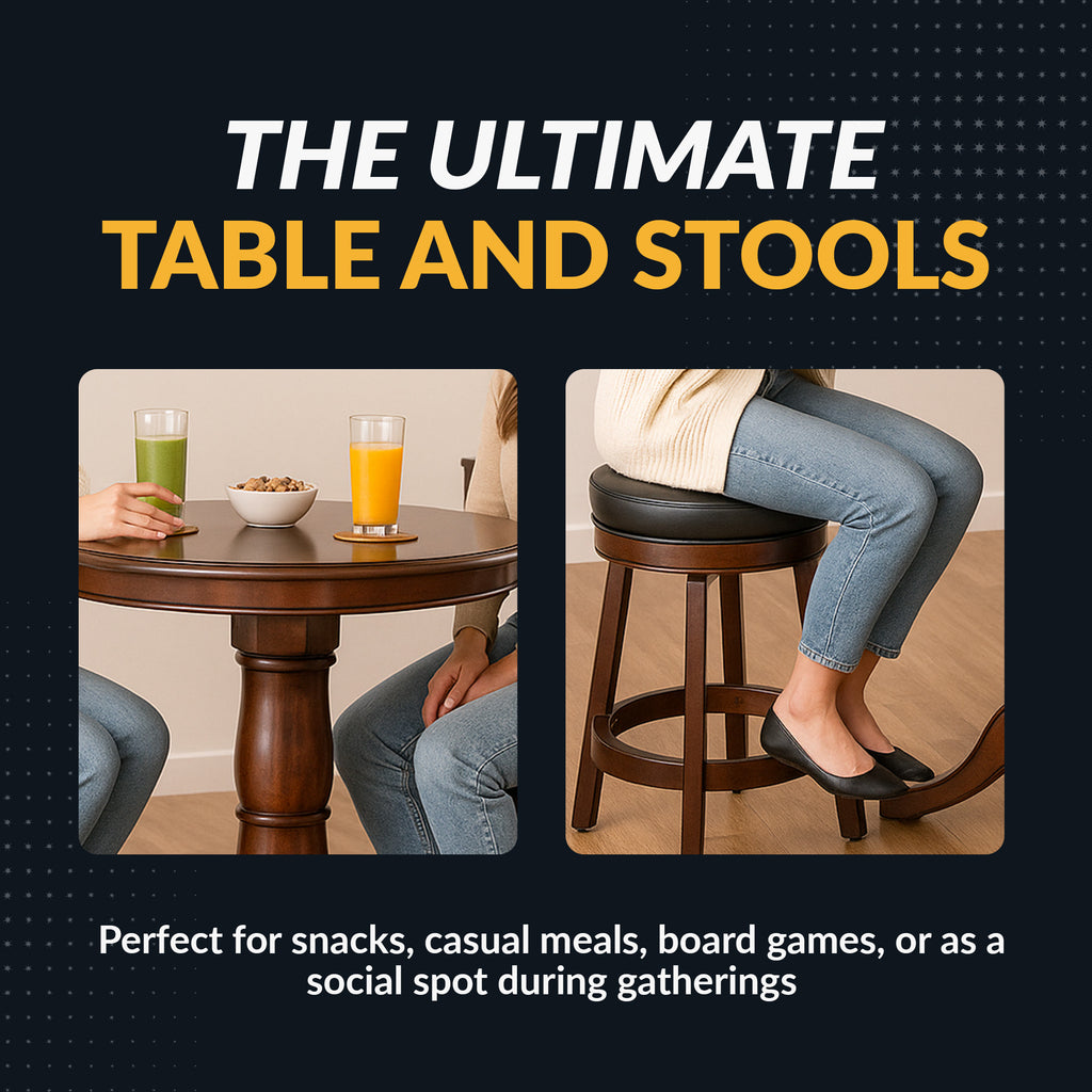 Oxford 3 Piece Hardwood Pub Table Set - Walnut Finish - image 5