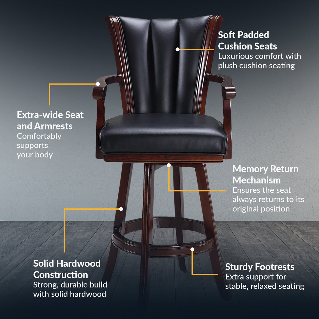 Avondale 29-in Swivel Bar Stool with Arm Rests - Mahogany Finish - image 3