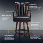 Avondale 29-in Swivel Bar Stool with Arm Rests - Mahogany Finish - image 3