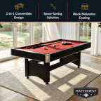 Spartan 6-ft Pool Table with Table Tennis Top - Black with Red Felt - image 2