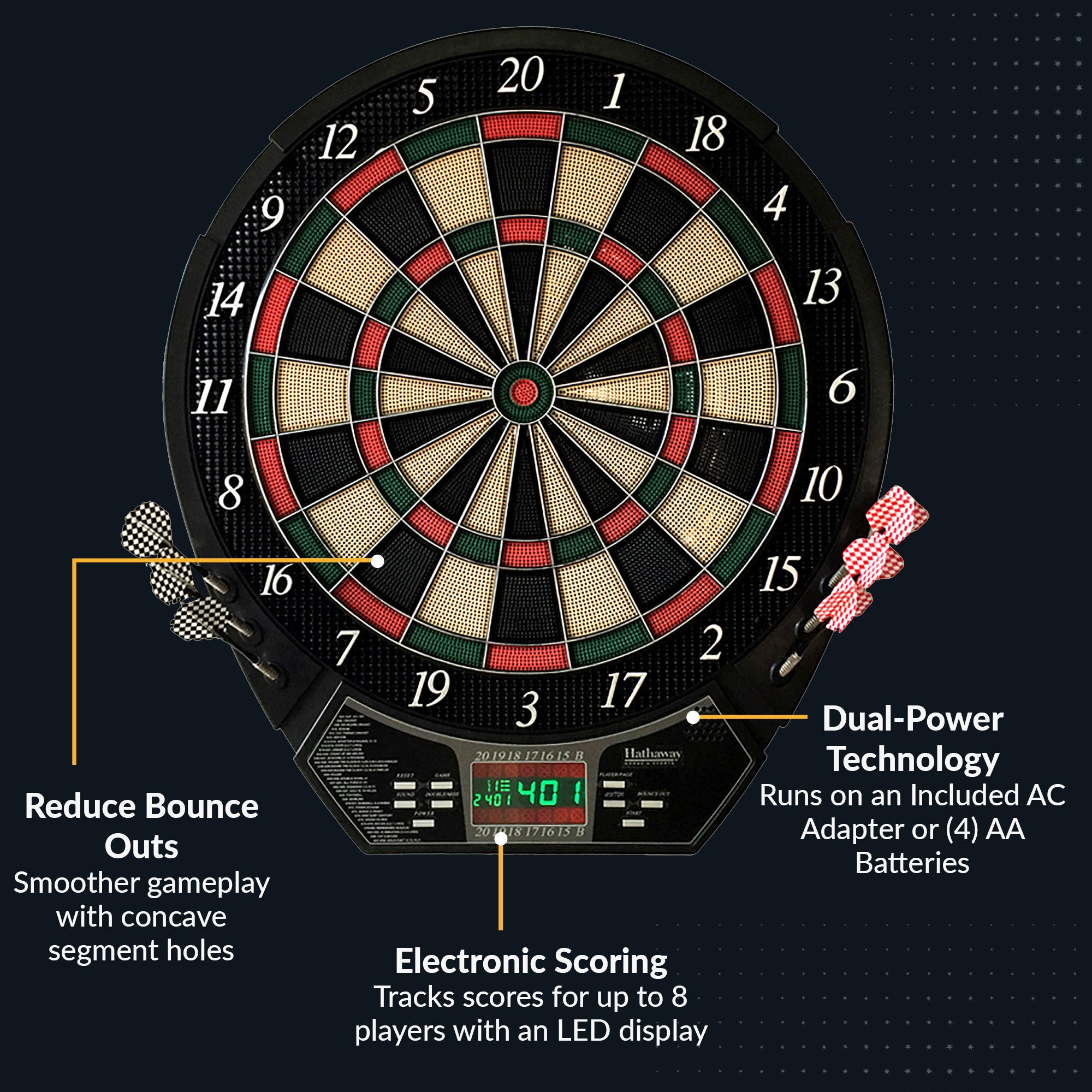 Outlaw Electronic Dartboard and 81-in Free-Standing Cabinet - Cherry Finish - image 3