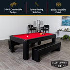Park Avenue 7-ft Pool Table Combo Set with Benches - Black with Red Felt - image 2