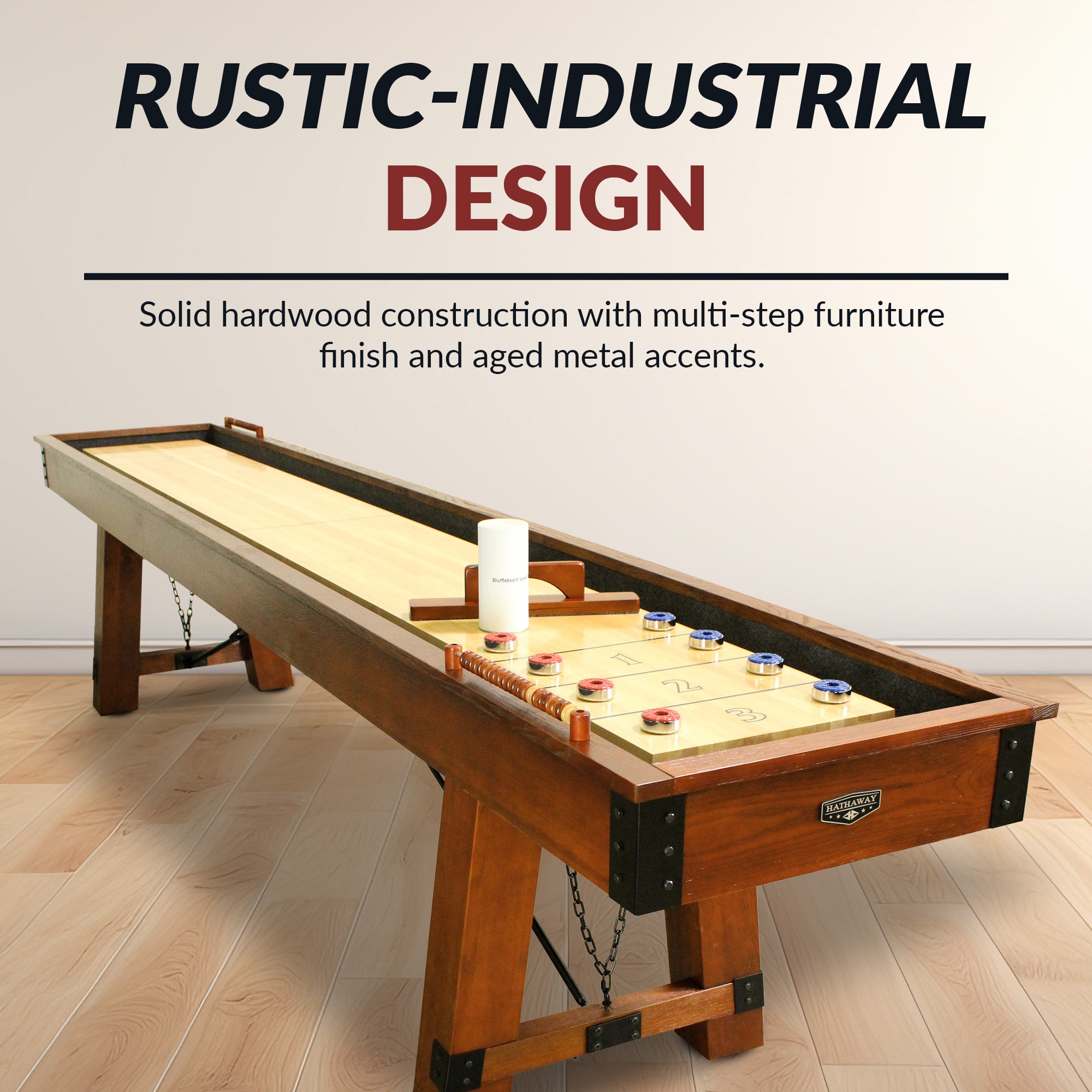 Cheyenne 12-ft Shuffleboard Table - Rustic Oak Finish - image 7