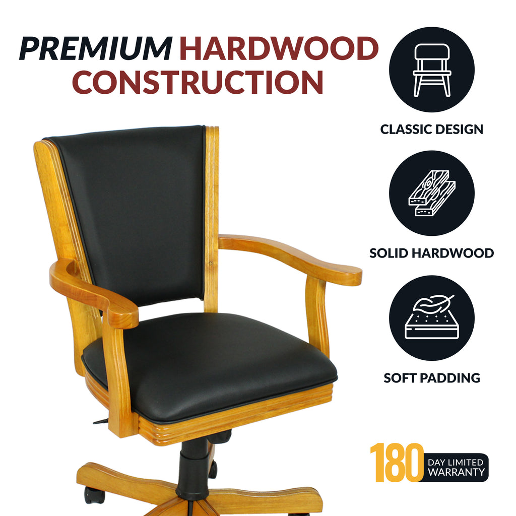 Kingston 48-in Poker Table Combo Set with 4 Arm Chairs - Oak Finish - image 6