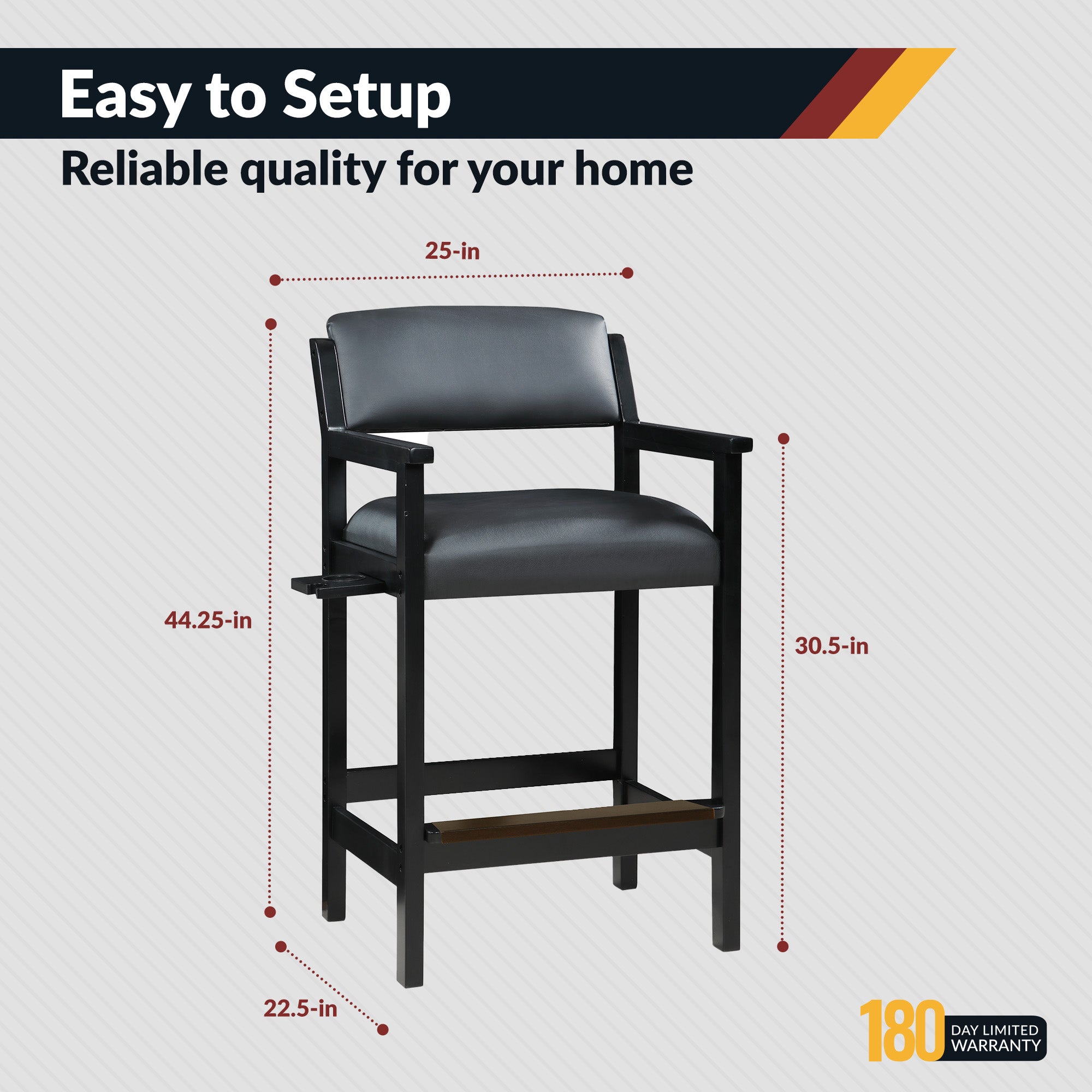 Cambridge 30-in High Top Spectator Chair - Black - image 3