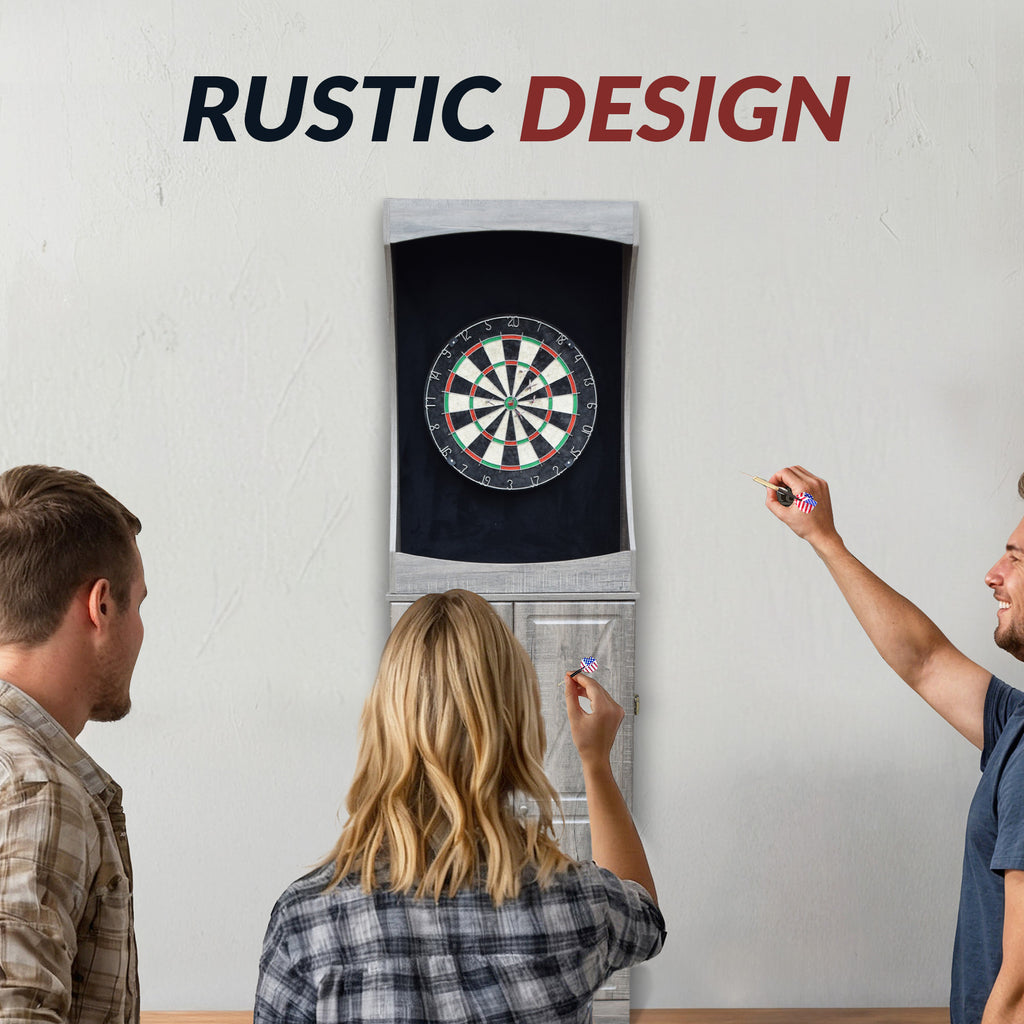 Westwood Bristle Dartboard and 84-in Free-Standing Cabinet - Rustic Gray - image 4