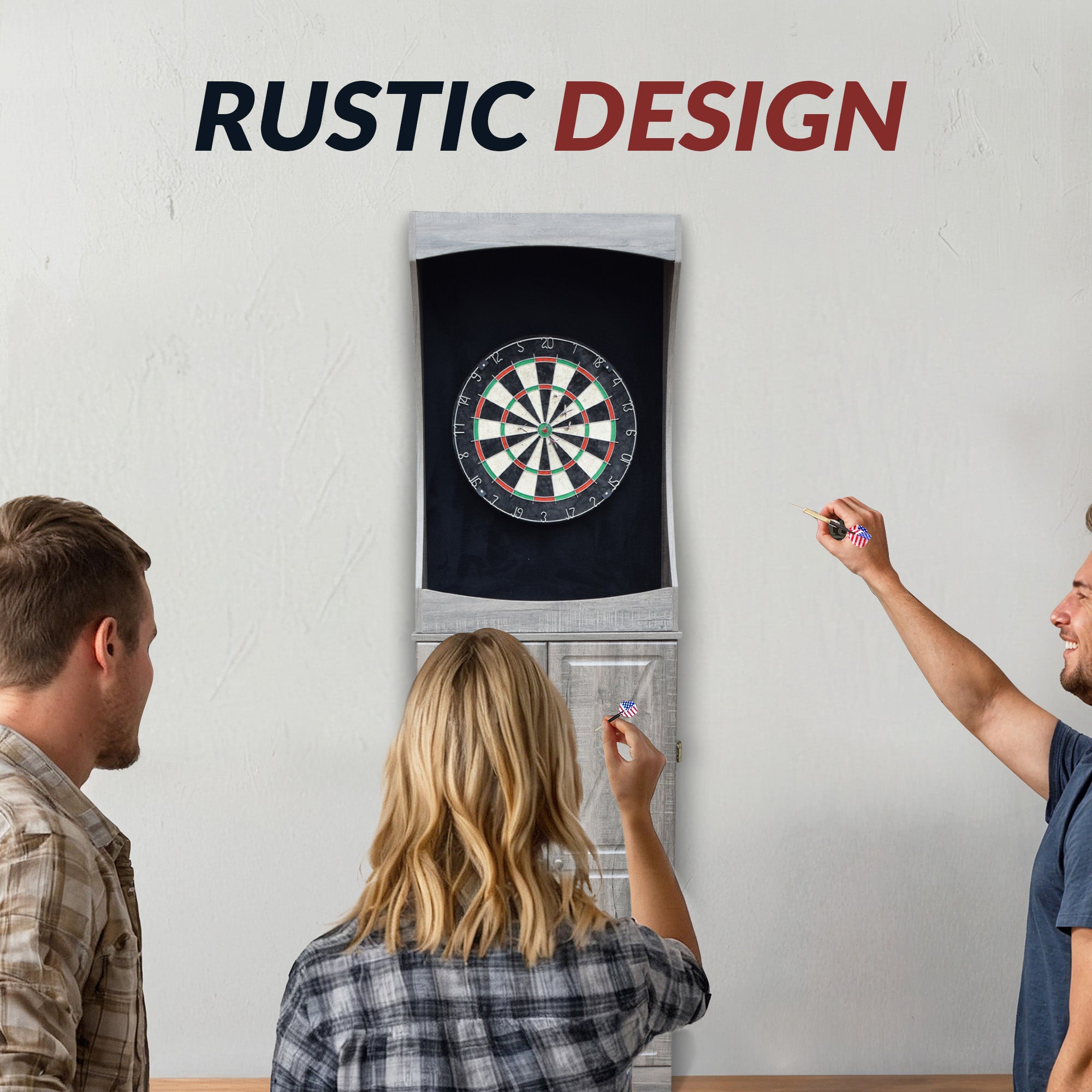 Westwood Bristle Dartboard and 84-in Free-Standing Cabinet - Rustic Gray - image 4