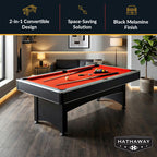 Maverick 7-ft Pool Table with Table Tennis Top - Black with Red Felt - image 2
