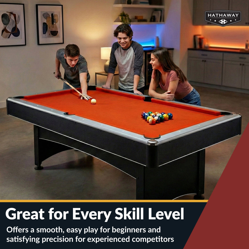 Maverick 7-ft Pool Table with Table Tennis Top - Black with Red Felt - image 7