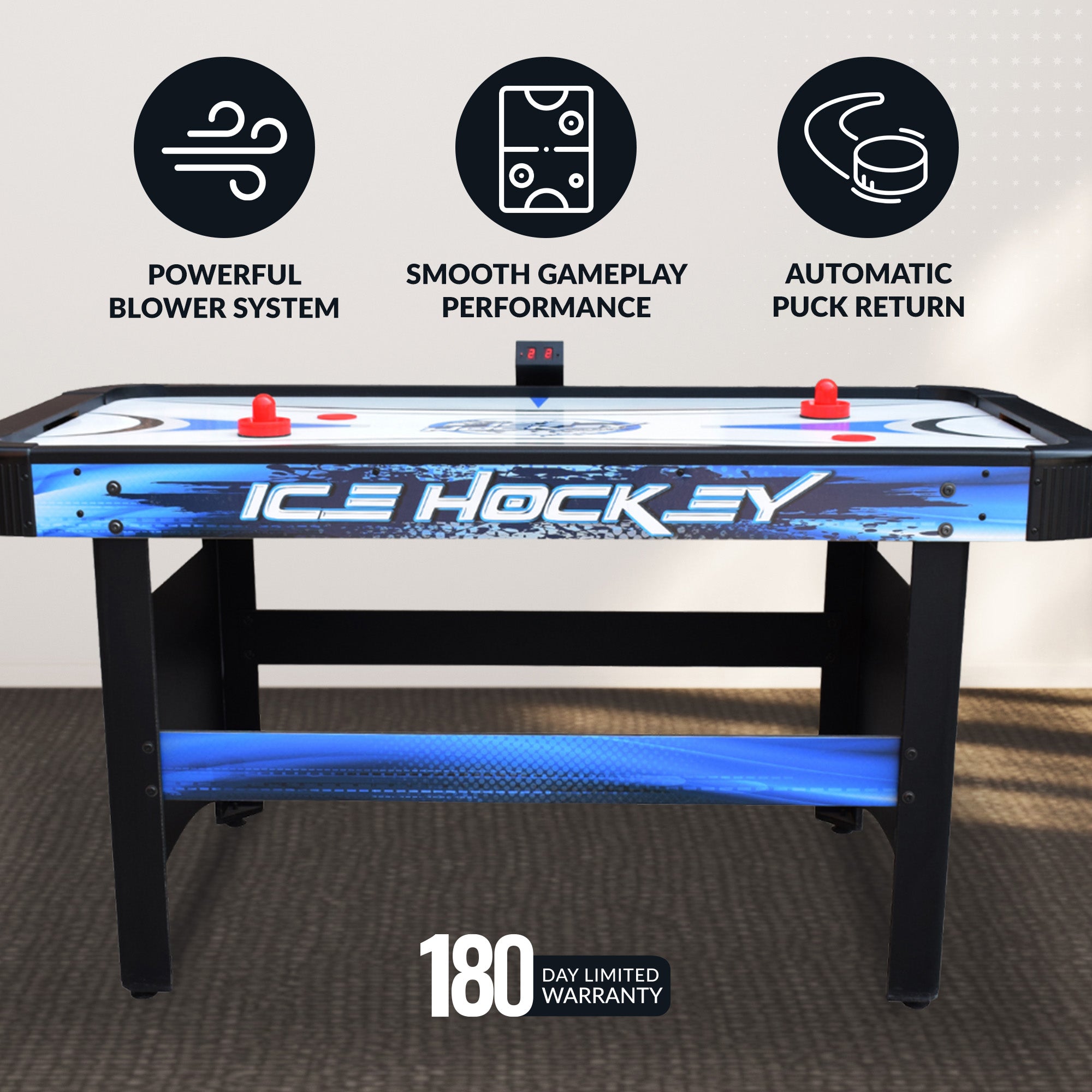 Face-Off 60-in Air Hockey Table with LED Scoring - image 4