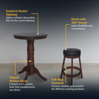 Oxford 3 Piece Hardwood Pub Table Set - Walnut Finish - image 3