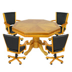 Kingston 48-in Poker Table Combo Set with 4 Arm Chairs - Oak Finish