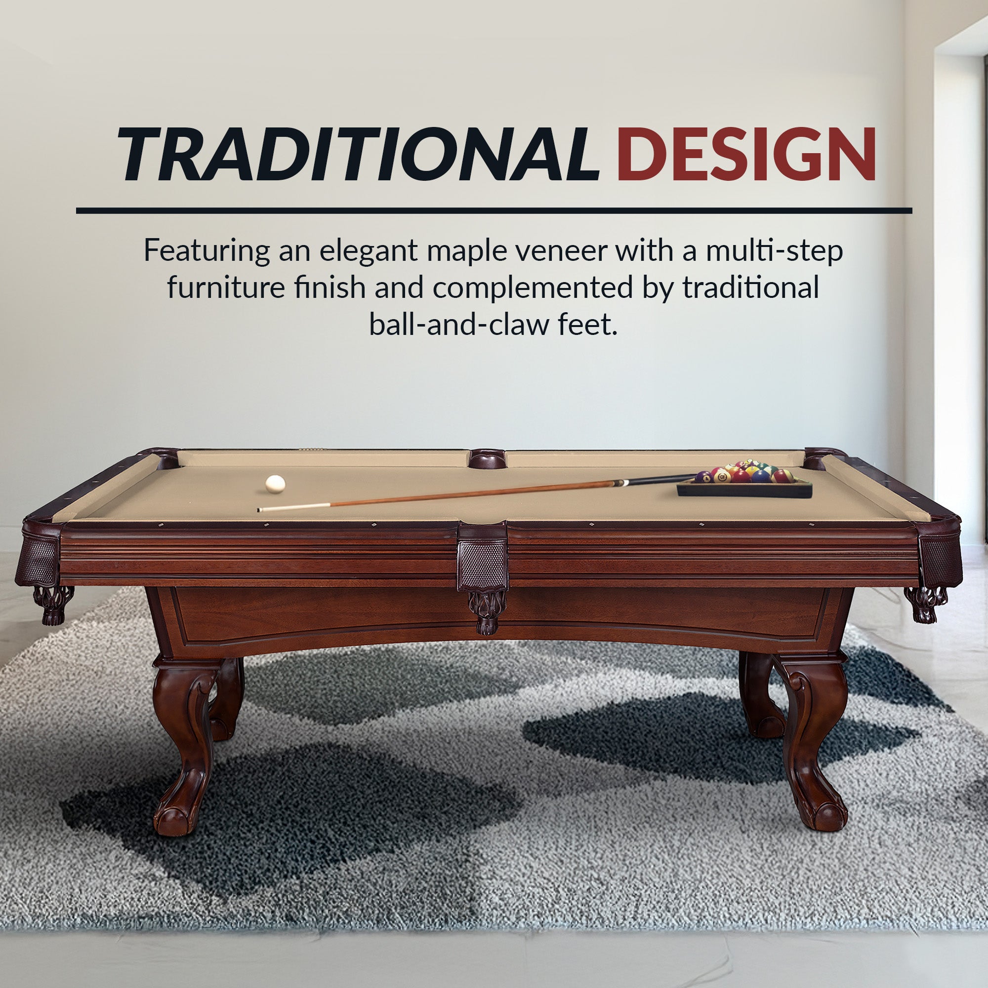 Augusta 8-ft Pool Table - Walnut Finish with Camel Felt - image 7