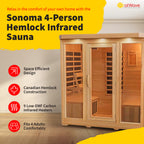 Sonoma 4-Person Hemlock Infrared Sauna with 9 Carbon Heaters - image 2