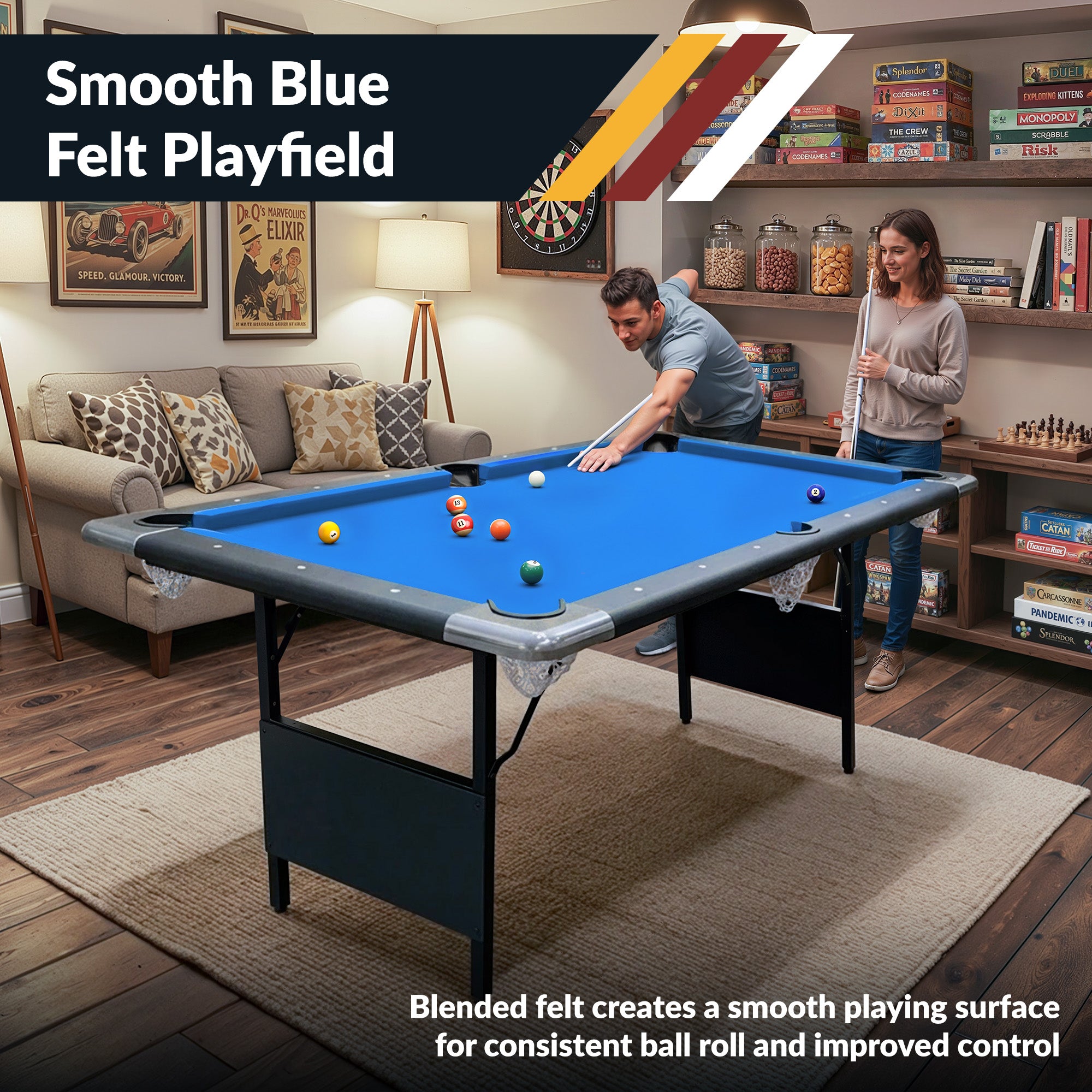 Fairmont 6-ft Portable Pool Table - Black with Blue Felt - image 5