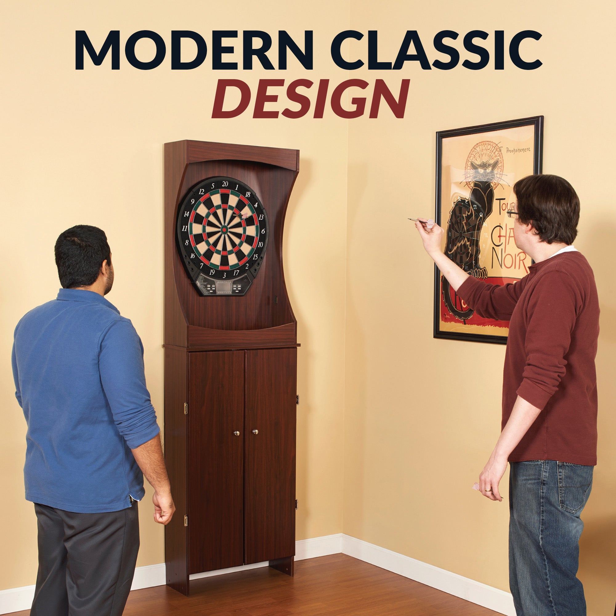 Outlaw Electronic Dartboard and 81-in Free-Standing Cabinet - Cherry Finish - image 4